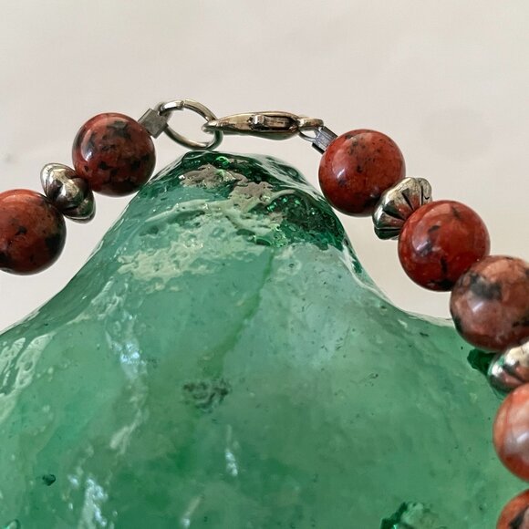 Red Jasper Gemstone Elephant Bracelet and Pierced Earring Set - Picture 5 of 5